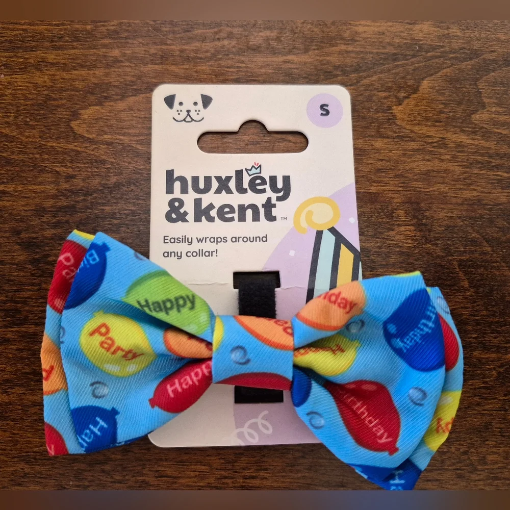 NEW Huxley & Kent Party Time Blue Bow Tie Birthday Dog Cat